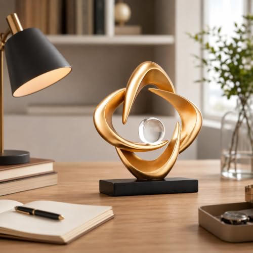 Abstract Art Sculptures Living Room Office Book Shelf Decor - color: Gold