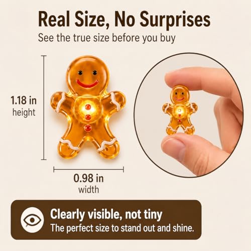 30 LED Gingerbread String Lights 10 ft, Battery Operated Warm White Christmas Fairy Lights, Indoor Hanging Lights for Tree, Window, Mantel Decor - color: Gingerbread