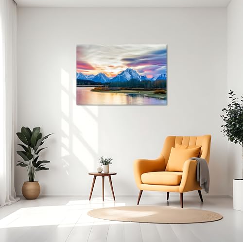 YIOZHAOFH Grand Teton Canvas Art Mountain Nature Pictures Wall Decor Framed Office Scenery Lake Print Posters Landscape National Park Framed Artwork for walls (16" L x 24" W) - color: YZ-NAPARK-06, size: 16"L x 24"W