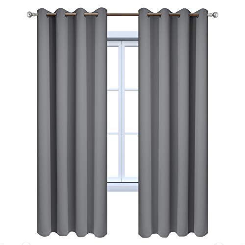 Yakamok Grey Room Darkening Curtains 52x96 inch Gray Grommet-Living Room - color: Grey, size: 52"W x 96"L (Pack of 2)