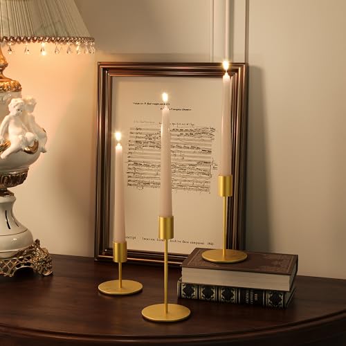 zeochyni Gold Taper Candle Holder Metal Candlestick Holders Set of 6 - color: Gold, size: Set of 6