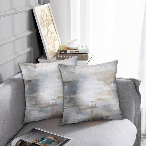 Britimes Throw Pillow Covers Set of 2, 18 x 18 Inch, Beige Grey Blue - color: Grey Blue, size: 18" x 18" (Pack of 2)