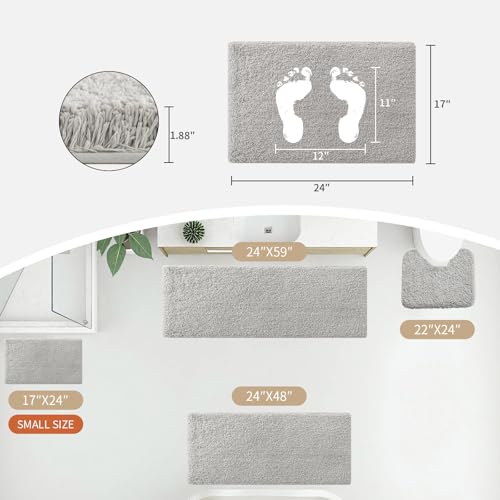 Disolla Gray Bathroom Rugs 17x24, Microfiber Non-Slip Plush Small Bath Mat - color: Grey, size: 1'5" x 2' (17''x24'' Mini Bathroom Rug)