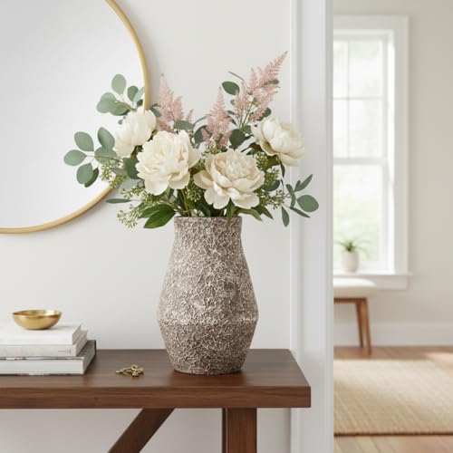 Brown Ceramic Vase, Terracotta Flower Vases, 11 Inch - color: Rustic Brown, size: 11 inch