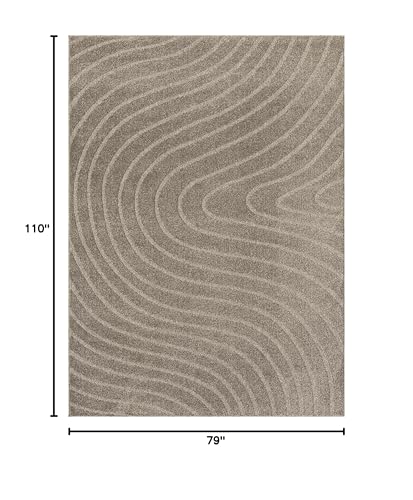 LUXE WEAVERS Modern Geometric Wave Taupe 6x9 Area Rug - color: Taupe, size: 6' x 9' (Rectangular)