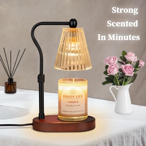 seenlast Candle Warmer Lamp with Timer Dimmer Adjustable Height,Mothers Day Gifts,Electric Wax Warmer Vintage Home Decor for Scented Jar Candles,Birthday Gifts for Women - color: Walnut