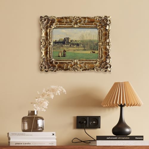 FOLKOR Vintage Canvas Art Prints for Living Room, French Countryside Picture Print for Bedroom Decoration, Antique Gold Paintings Posters for Home Office Birthday Christmas Gift, 4x6 - color: Landscape of La Ferté-Milon, size: 4x6"