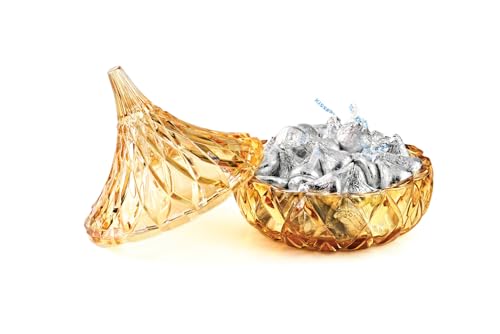 Godinger Gold Glass Hershey Kiss Candy Dish - A Sweet and Stylish Delight - color: Gold, size: Medium