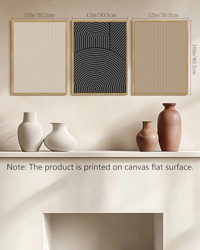 Drsoum Minimalist Boho Wall Art Framed Modern Abstract Neutral Line Wall Decor Mid Century Geometric Artwork Bedroom Living Room 12x16in Natural Framed - color: Wildflower Bouquet, size: 16L" x 12W", Natural Framed
