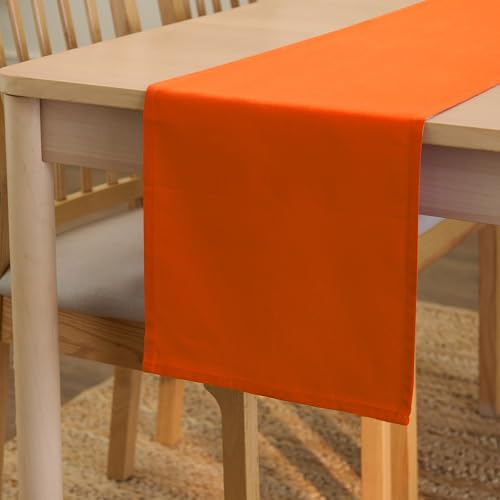 Encasa XO Table Runner, Cotton Canvas Dining Runner 13"x59" - color: Orange, size: 13x59 in