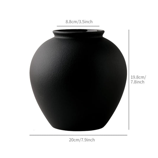 Large Black Ceramic Flower Vase,Decorative Jar Flower Vase, Decorative Jar Modern Centerpiece Table Decorations,Rustic Ceramic vases for Home Decor Dining Room (Black, 0617) - color: Black, size: 0617