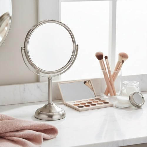JERDON 6" Tabletop Makeup Mirror - 10X Magnification - Nickel - JP910NB - color: Nickel