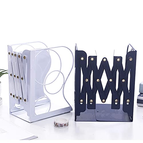 Adjustable Bookends Metal Book Ends for Heavy Book Holder - color: Black-round