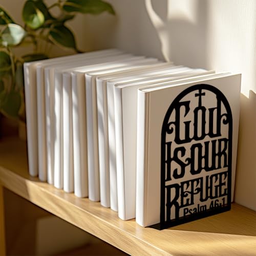 Peacoblue 5.3"x4.3"x7.9" Metal Bookends, Heavy Duty Book Ends for Shelves - style: Bible