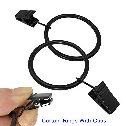 100 Pack Metal Curtain Rings with Clips, 1.5 in ID, Black - color: Black, size: 1.5" I D 100 Pack