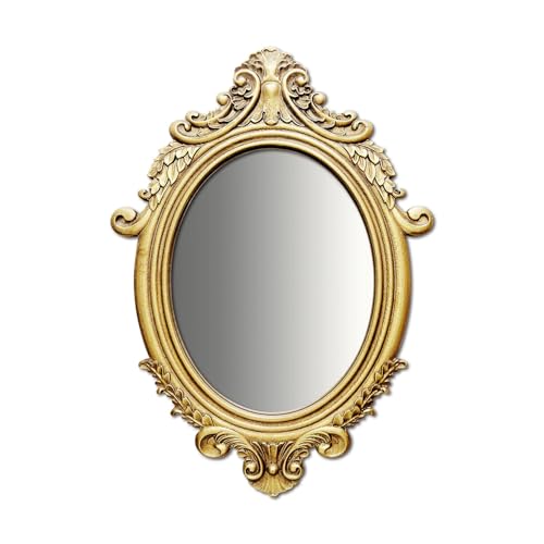 Vintage Oval Wall Mirror, Baroque Carved Frame, 22 x 15.8 Inch - color: Oval B