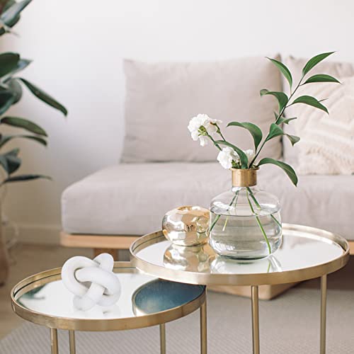 Jlong Wood Knot Decor Chain Link Modern Farmhouse Boho Coffee Table Accent - color: White