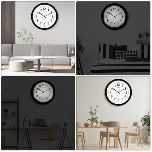 Glow in the Dark Wall Clock for Bedroom Battery Operated Lighted Wall Clock