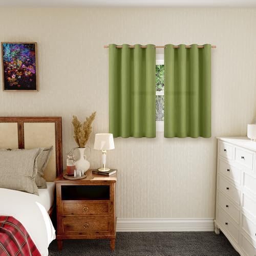 BGment Short Olive Green Curtains for Bedroom, 54 Inches Long 2 Panels - color: Olive Green, size: 52"W x 54"L (Pack of 2)
