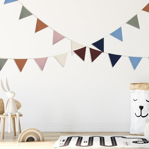 Oudain 2 Pcs Pennant Banner Flags Nursery Garland Triangle, Neutral Color - color: Neutral Color