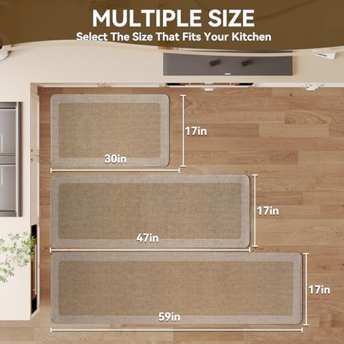 Kitchen Rugs, Non Slip Rubber Backing Kitchen Mat, 17"x30", Brown - color: Brown, size: 17"x30"