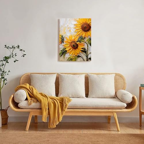 RUMSICH Abstract Sunflower Oil Painting Wall Art 16×24 Inch Canvas Frame - color: sunflower, size: 24"L x 16"W