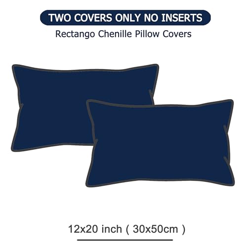 GAWAMAY Decorative Corduroy Throw Pillow Covers 12x20 Navy Blue 2 Pack - color: Navy Blue, size: 20" x 12" (Pack of 2)