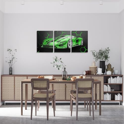 Feelyou Race Car Wall Art 12" x 16" x 3 - color: Jungle Green