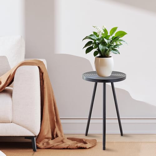 Lawn Social Tall Plant Stand Indoor, 20" Wood Metal Pedestal, Black - color: Black