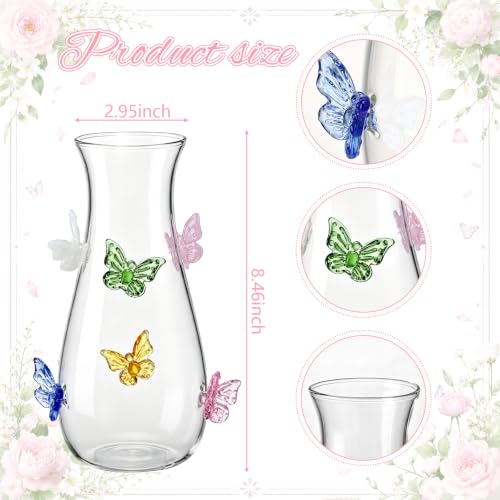 8.5" 3D Butterfly Glass Vase Centerpiece for Wedding, Colorful