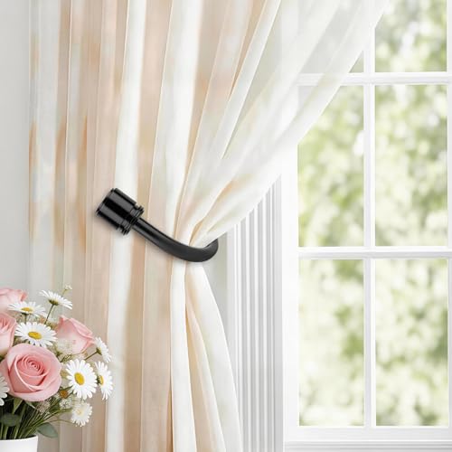 HOTOZON Curtain Holdbacks 2 Pack for Windows, Black(1 Pair/2 Pack), Small - color: Black, size: Small