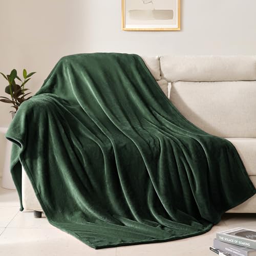 BEAUTEX Fleece Throw Blanket for Couch Sofa Bed Soft Fuzzy Plush - color: Emerald Green, size: Throw