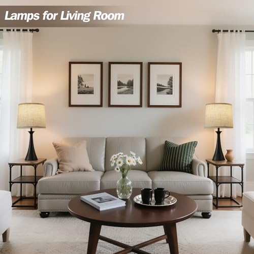 Touch Table Lamps Set of 2, 21" Bedside Lamps with USB C+A, Black - color: Black 2pcs