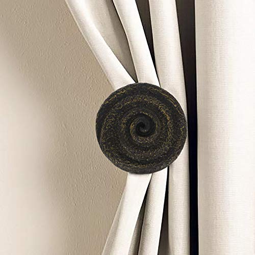 Set of 2 Swirl Window Drapery Medallion Holdbacks, Curtain Tiebacks, Wall Hook, Tassel Holder, Bronze