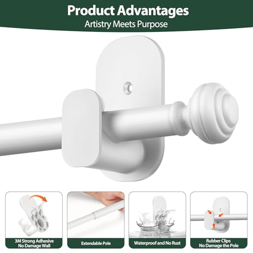 KAMANINA Curtain Rods No Drilling for Windows 16 to 30 Inches, White 2 Pack - color: White, size: 16-30"(2Pack)