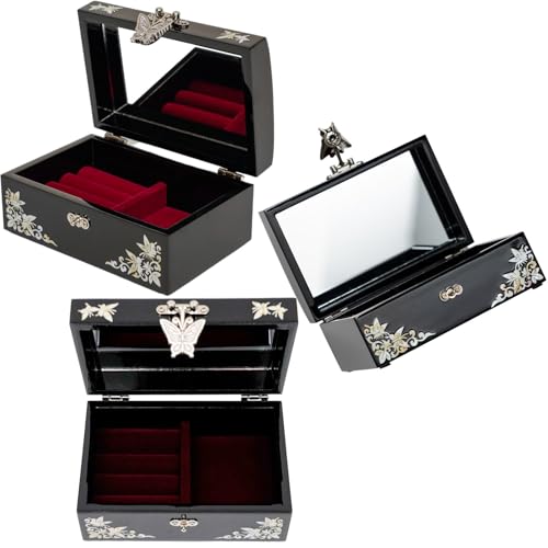 February Mountain Mother of Pearl Jewelry Box – Christmas, Birthday, Valentine’s Day & Mother’s Day Gift for Women, Wedding Keepsake, Elegant Holiday Stocking Stuffer (Cranes in Bloom) - color: Cranes in Bloom