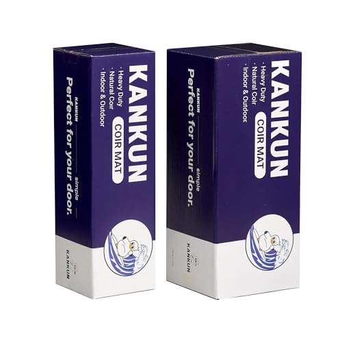 KANKUN Coco Coir Door Mat with Heavy Duty Backing, Welcome Doormat (17" x 30"), Doormat Entrance (Plain - 1Pack) - color: Plain - 1pack