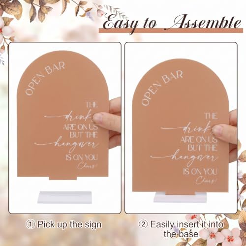 Weysat 4 Pcs Boho Brown Acrylic Wedding Signs for Ceremony Reception - color: Boho Brown