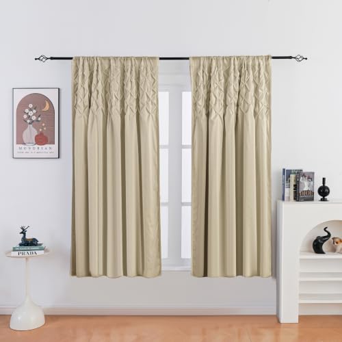 Pintuck Diamond Textured Window Curtains, Thermal Insulated Blackout Window Curtains, Traditional Glam & Farmhouse Window Decor (Camel, 52" W x 63" L) - color: Camel, size: 52"W x 63"L (Pack of 2)
