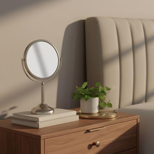 JERDON 6" Tabletop Makeup Mirror - 10X Magnification - Nickel - JP910NB - color: Nickel