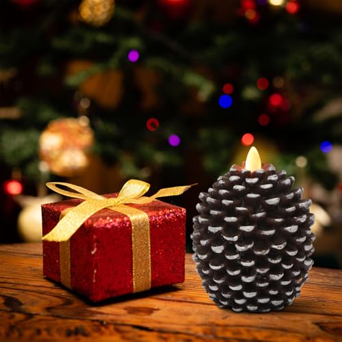 Wondise Flameless Candles with 6H Timer Pine Cone Candles - color: 2-Brown