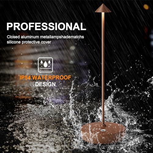 2Pack Rechargeable Cordless Table Lamp, Portable Powered LED Battery 6000mAh Metal USB Desk Lamp, 3 Levels Brightness Light for Restaurants Outdoor (2pack Coffee) - color: 2pack Coffee