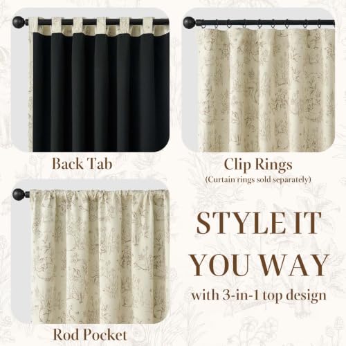 jinchan Taupe Blackout Curtains 84 Inch Woodland Back Tab 2 Panels - color: Taupe on Beige, size: 50"W x 84"L (Pack of 2)