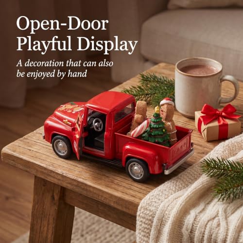 Christmas Red Gingerbread Pickup Truck Table Decor - color: Red