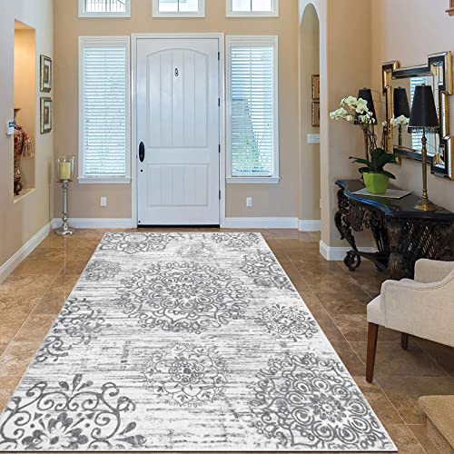 HEBE Area Rug for Entryway 3'x5', Washable Non Slip Boho Bedroom Rug - color: Grey, size: 3' x 5' (Rectangular)