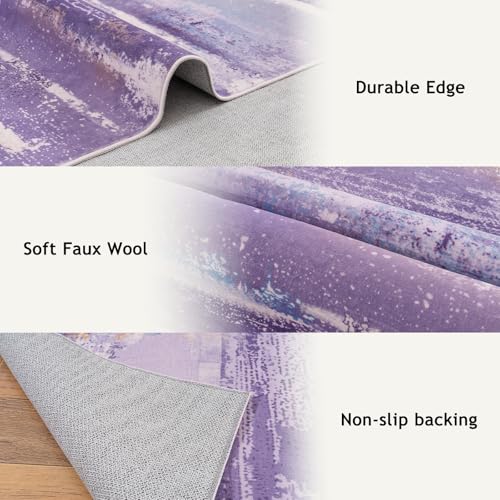 Washable 6x9 Area Rugs for Living Room: Large Modern Abstract Rugs - color: Purple, size: 6' x 9' (Rectangular)