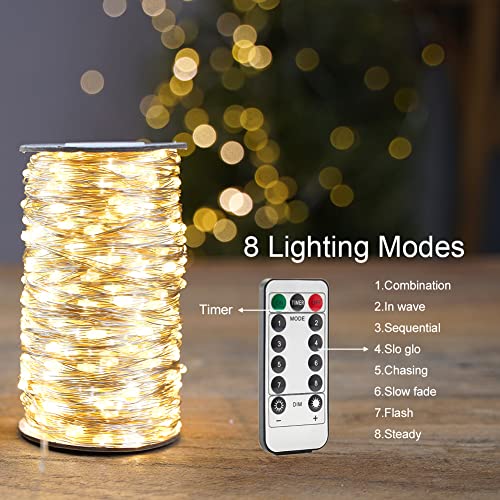 328FT 1000 LED Fairy Lights Plug in Twinkle Lights Silver Wire