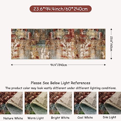 Lahome Washable Runner Rug, 2x8 Runner Rug for Hallways, Red/Multi - color: Red/Multi, size: 10" x 12" (Runner)