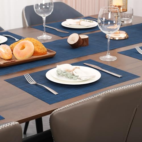 Myir JUN Placemats Set of 4 Kitchen and Dining Table Placemats - color: Dark Blue, size: Set of 4