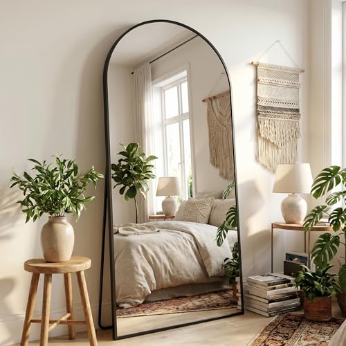 Full Length Mirror, 71" x 32" Arched Full Body Mirror Large Standing Floor Mirrors, Mirrors for Bedroom, Bathroom, Living Room Standing or Wall Leaning, Black - color: Black, size: 71"L x 32"W